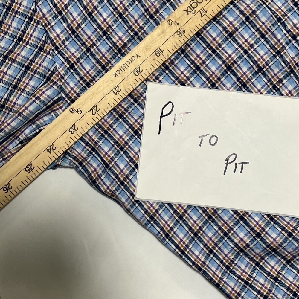 Peter Millar Men Large Cotton Plaid Button Down Long Sleeve Shirt - Picture 6 of 6